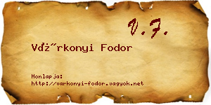 Várkonyi Fodor névjegykártya